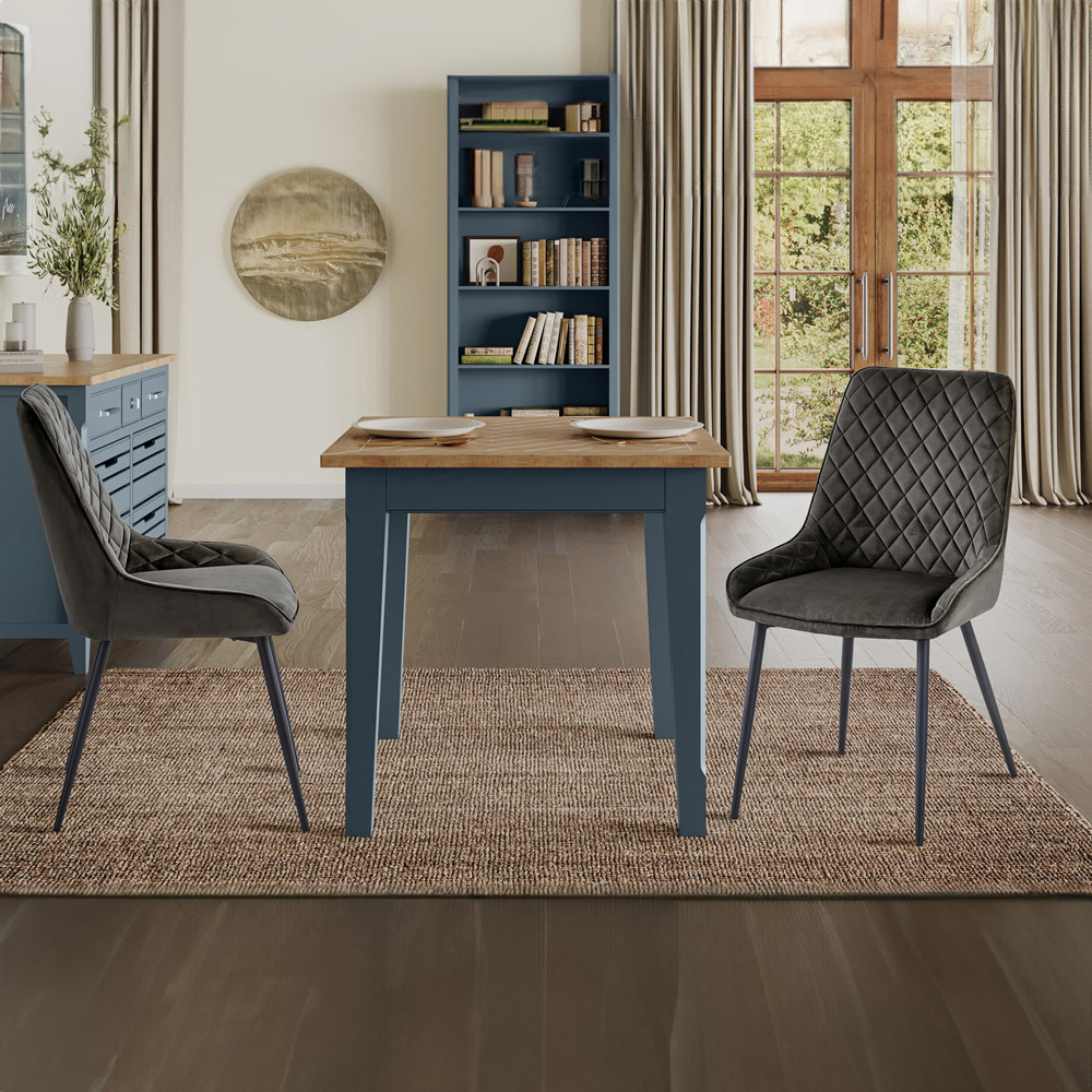 Baumhaus Signature 2 Seater Square Dining Table Blue and Oak Image 4
