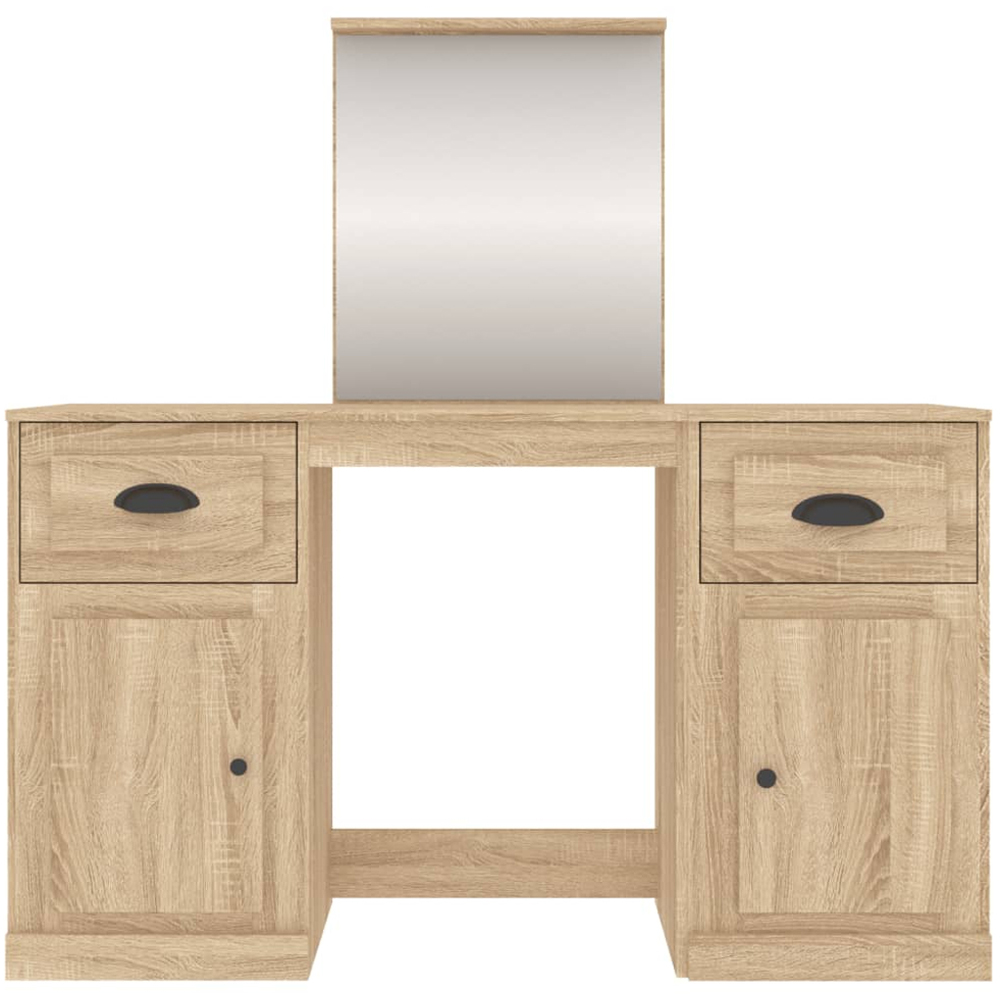 vidaXL 2 Door 2 Drawer Sonoma Oak Wooden Dressing Table with Mirror Image 6