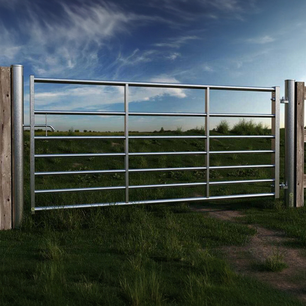 Living and Home 7 Bar Half Mesh Galvanised Metal Multipurpose 10ft Field Gate Image 2