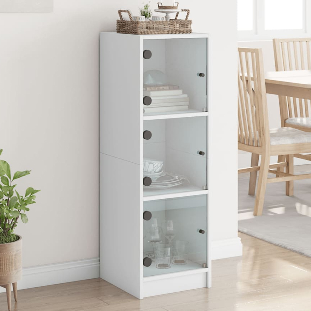 vidaXL 3 Door 3 Shelf White Highboard Image 1