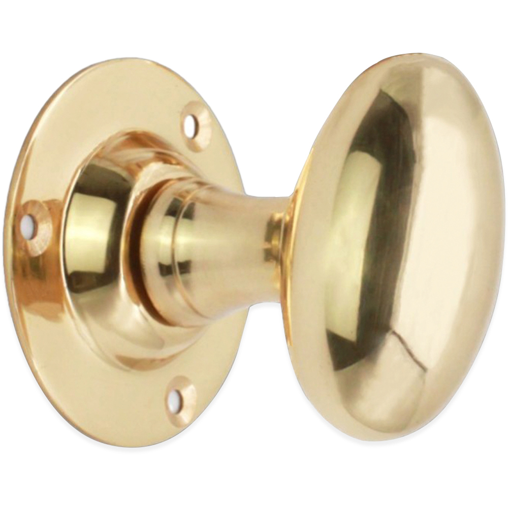 Spira Brass Polished Brass Oval Mortice Door Knob 2 Pack Image 3