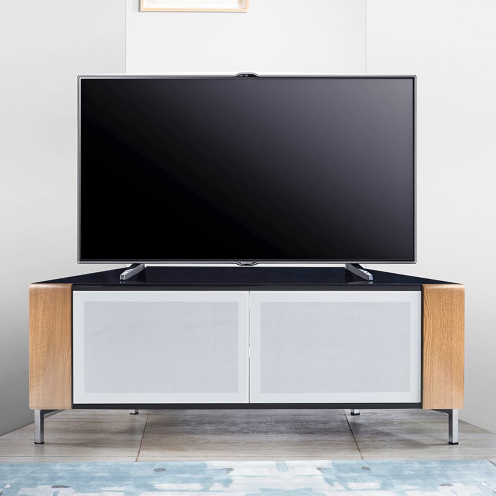 MDA Designs Corvus 2 Door Black Oak and White TV Cabinet Image 7