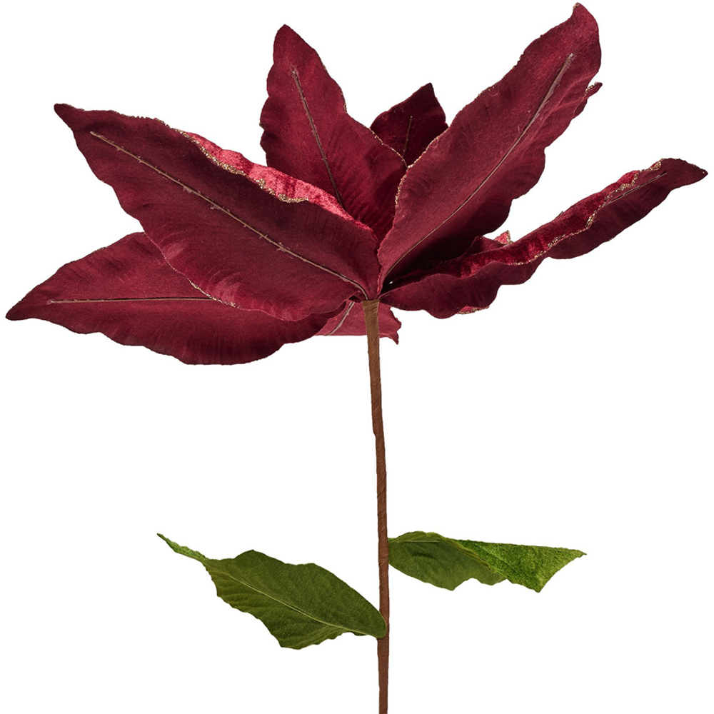 The Christmas Gift Co Red Velvet Poinsettia Stem Artificial Flower Image 3