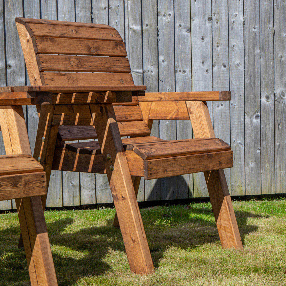 Samuel Alexander 2 Seater Handmade Chunky Rustic Wooden Garden Companion Seat Image 7