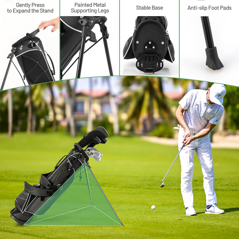 Costway Black Waterproof Golf Stand Bag Image 8