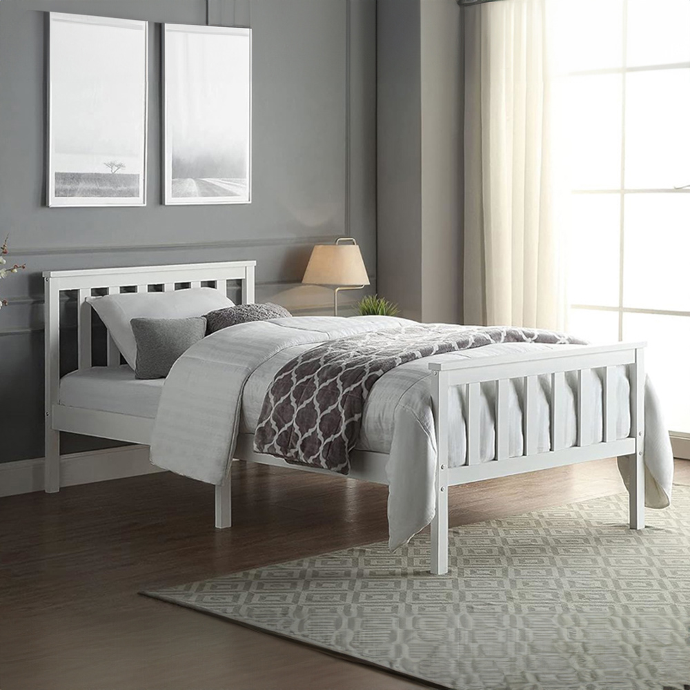 Portland Single Wooden Bed Frame with Mattress Image 1