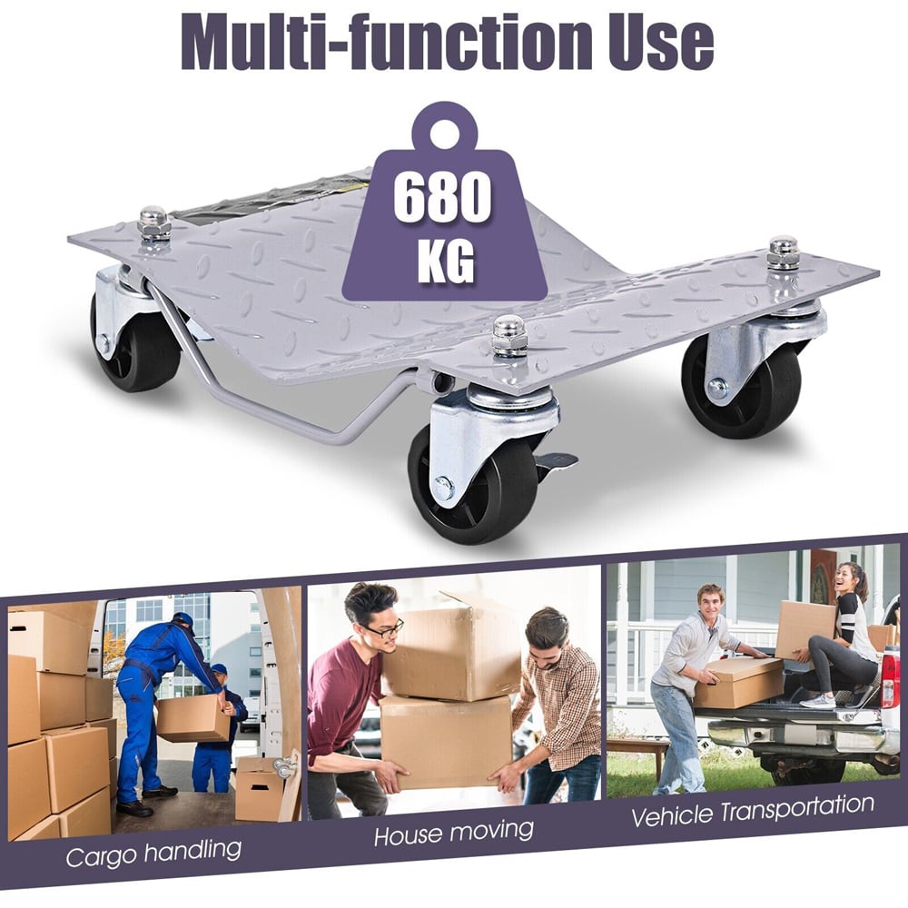 Costway 4 Piece Wheel Dollies with Lockable Casters and Handle Image 3