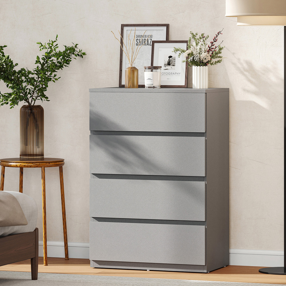 Portland 4 Drawer Grey Bedroom Chest of Drawers Image 5