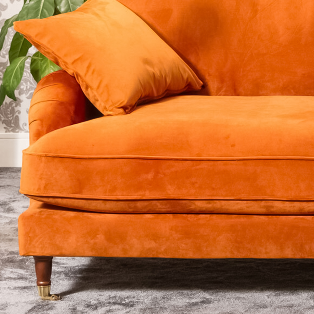 Mackenzie 4 Seater Orange Plush Velvet Sofa Image 3