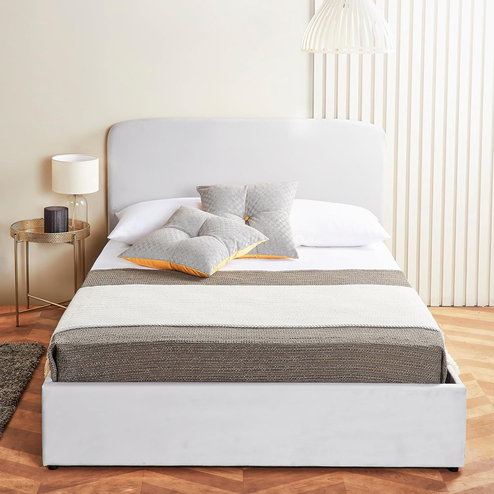 Home Treats Small Double Velvet Ottoman Bed with Mattress Image 6