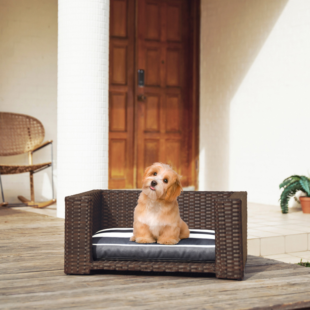 Teamson Pets Wicker Water Resistant Pet Rattan Bed with Cushion Image 2