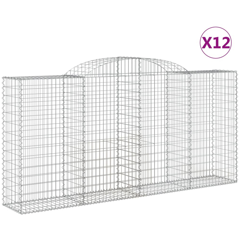 vidaXL Silver Galvanised Iron Gabion Basket 300 x 50 x 140/160cm 12 Pack Image 4