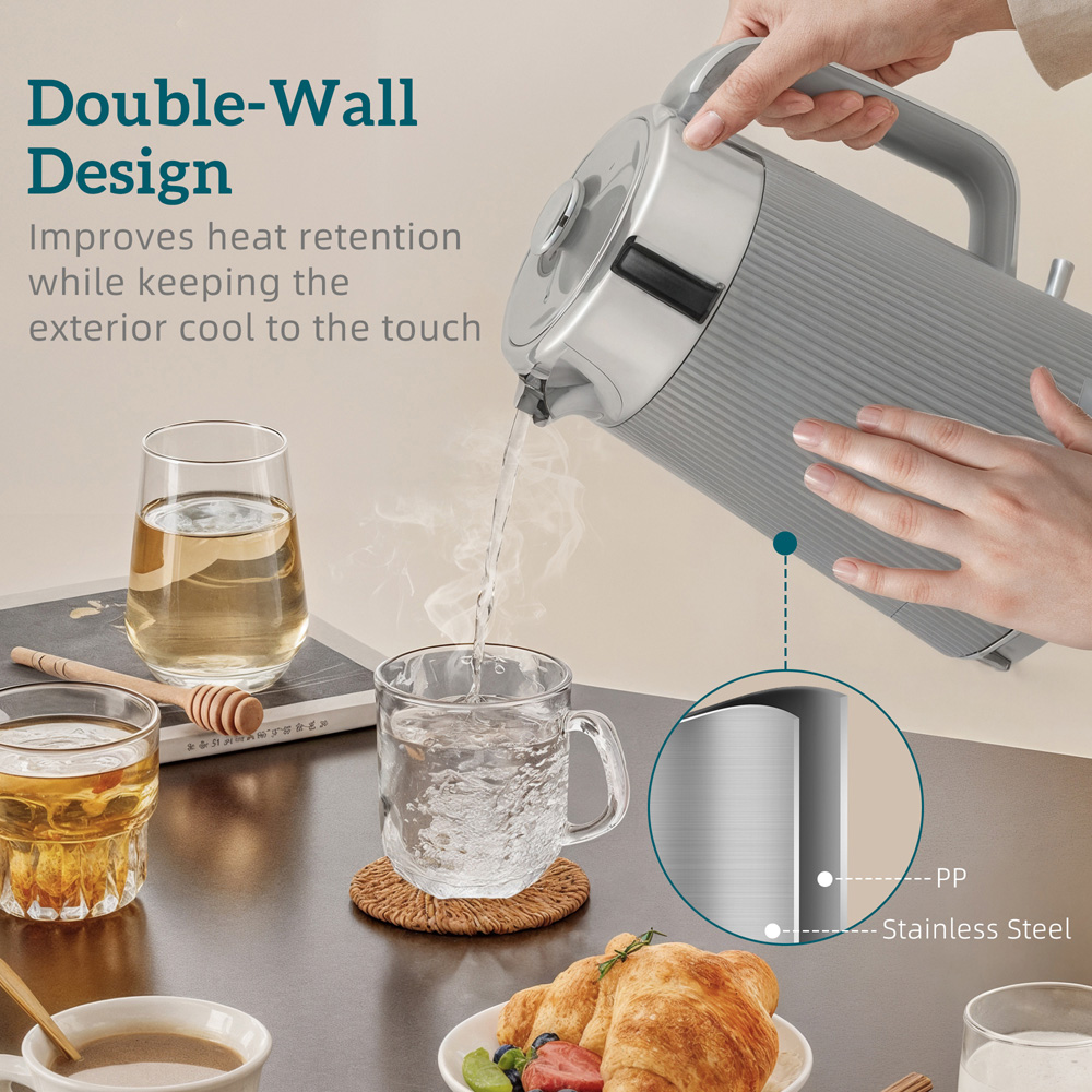 HOMCOM 800-266V70TN Tan 1.7L Rapid Boil Kettle 3000W and 4 Slice Toaster Set Image 5