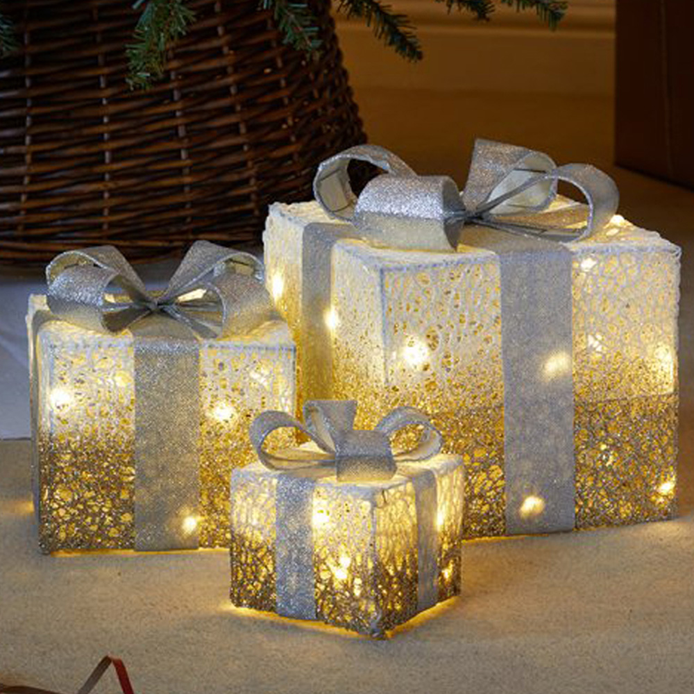 Marco Paul Gold Sparkly Faux Gift Box 3 Piece Image 1