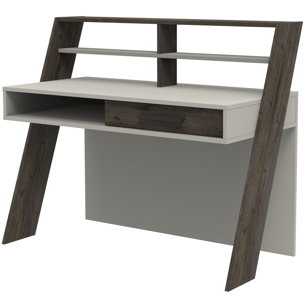 Decorotika Soho Single Drawer 5 Shelf Computer Desk White Wenge Image 2