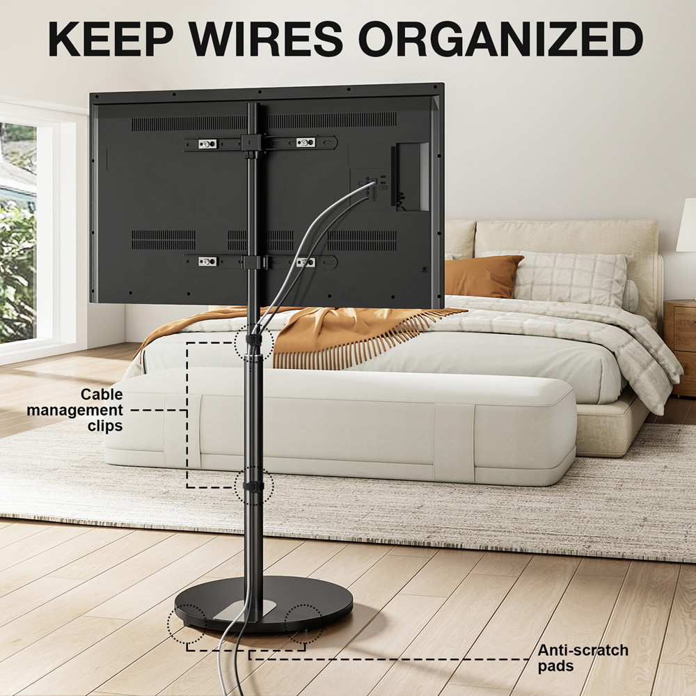 TTAP Black and Circular Base Floor Pedestal TV Stand Image 6