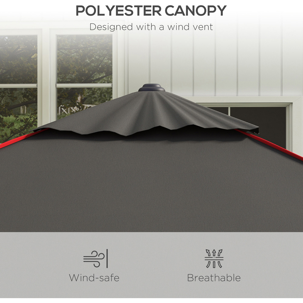 Outsunny Grey Patio Parasol 2.2m Image 5
