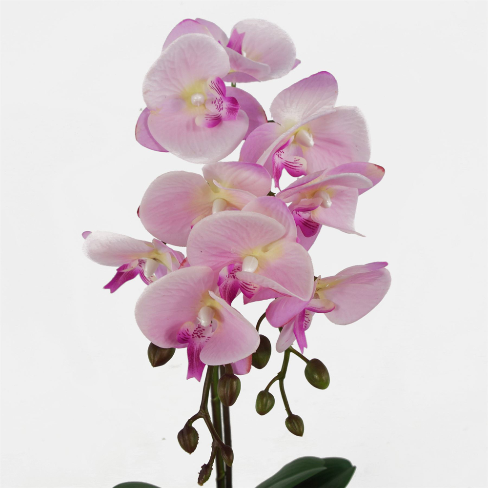 Leaf Pink Phalaenopsis Orchid Artificial Plant with Silver Pot 50cm Image 2