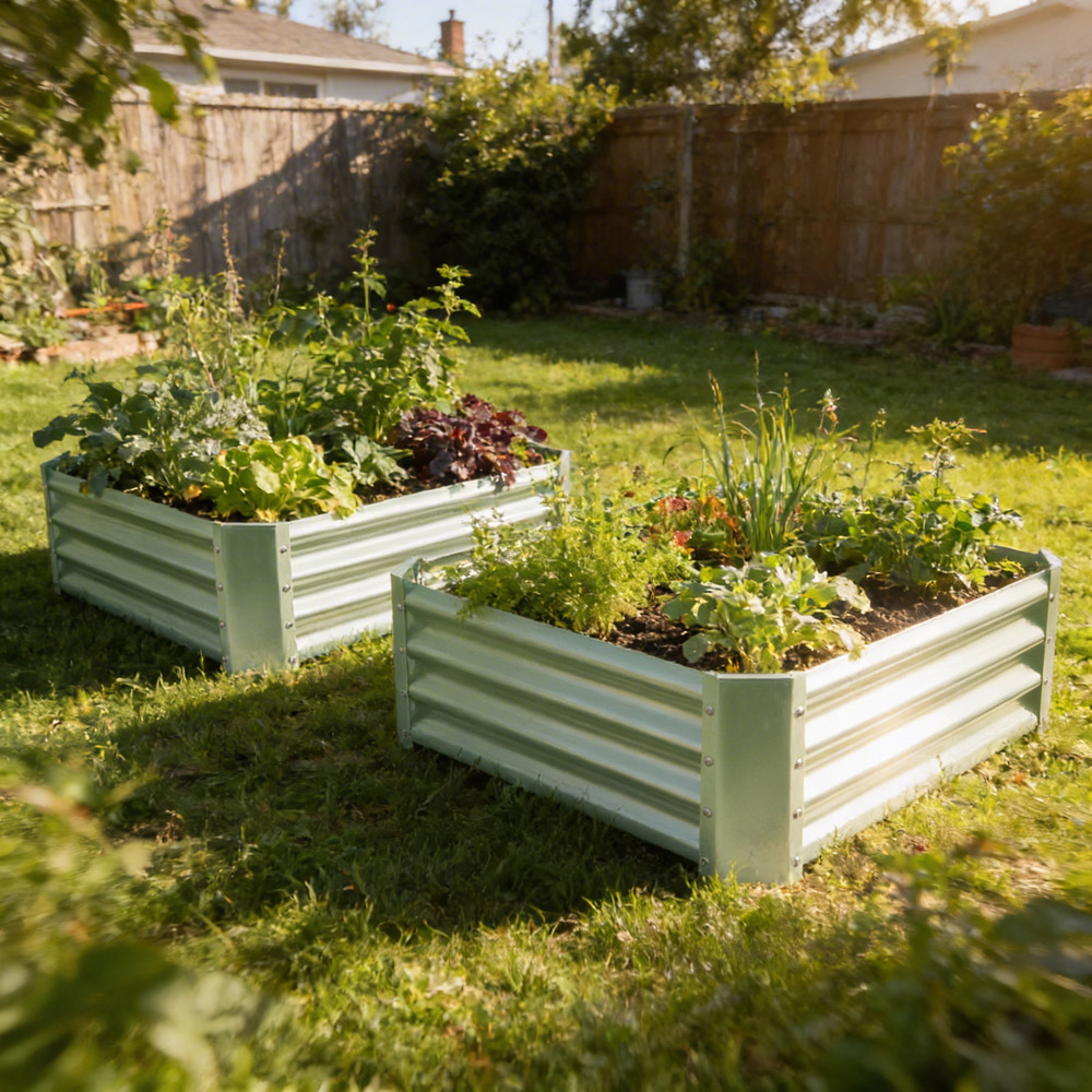 Harbour Housewares Silver Rectangle Galvanised Steel Raised Garden Bed 180 x 90cm 2 Pack Image 3