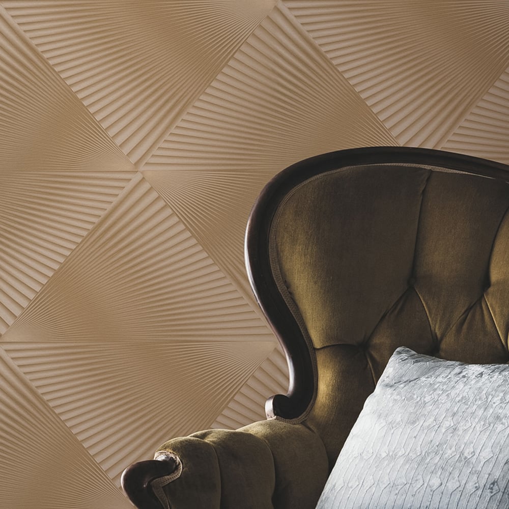 Erismann In Style Opulent 3D Effect Geometric Gold Satin Finish Vinyl Wallpaper Image 3