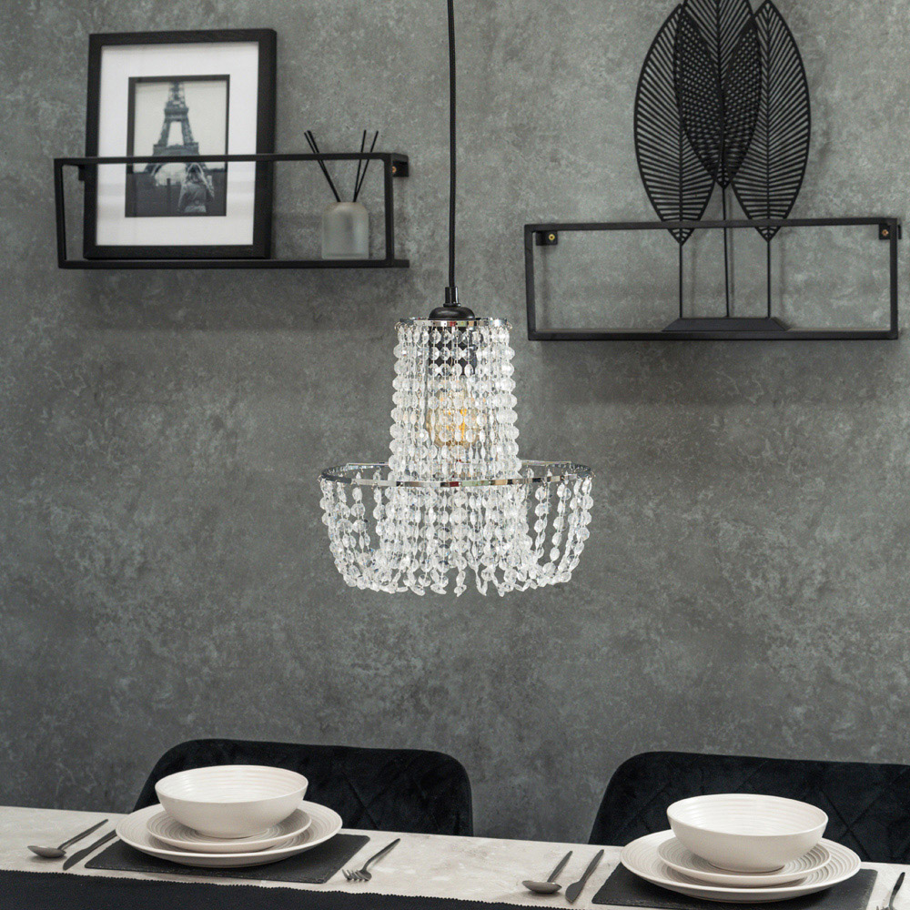 ValueLights Tegan Silver Jewel Droplet Pendant Lamp Shade Image 5
