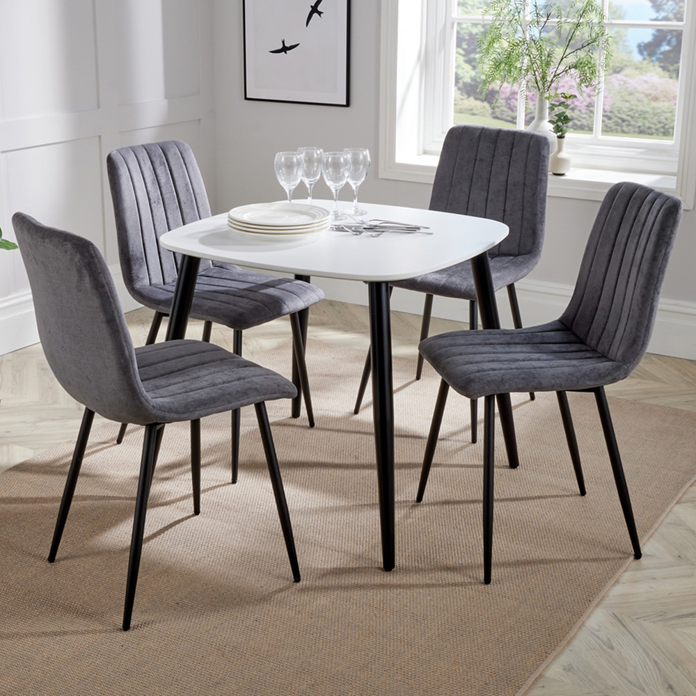 Core Products Aspen 4 Seater Square Dining Set White and Grey Image 1