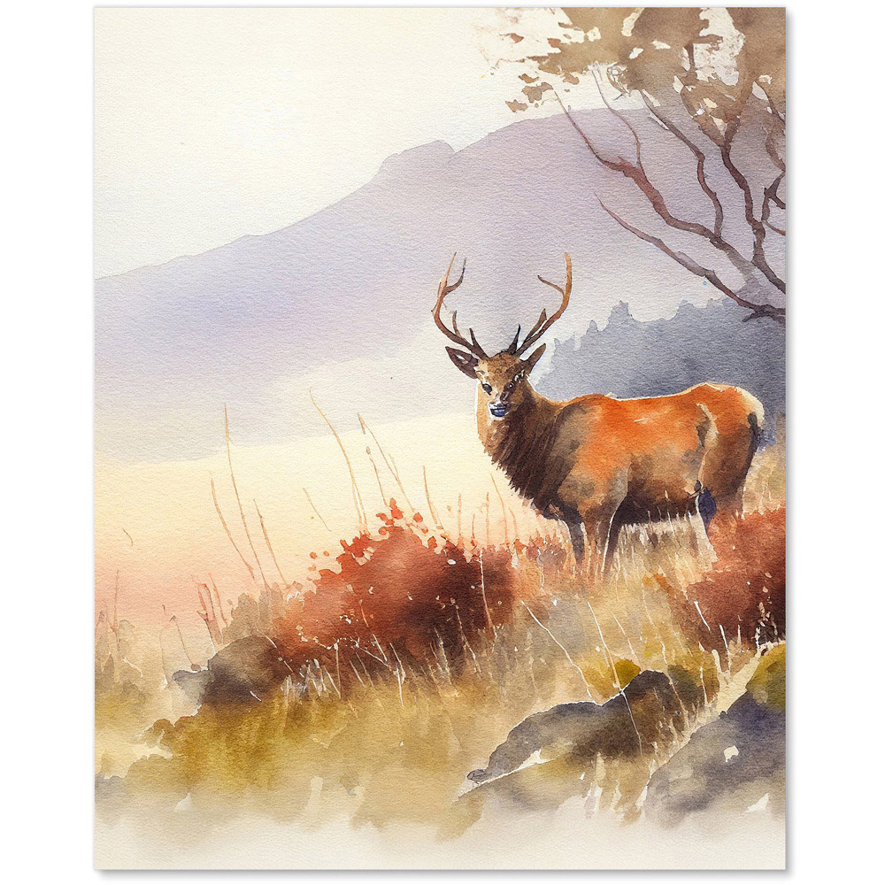 Warren Reed Designer Stag Deer Watercolour Glass Kitchen Splashback 75 x 60cm Image 2