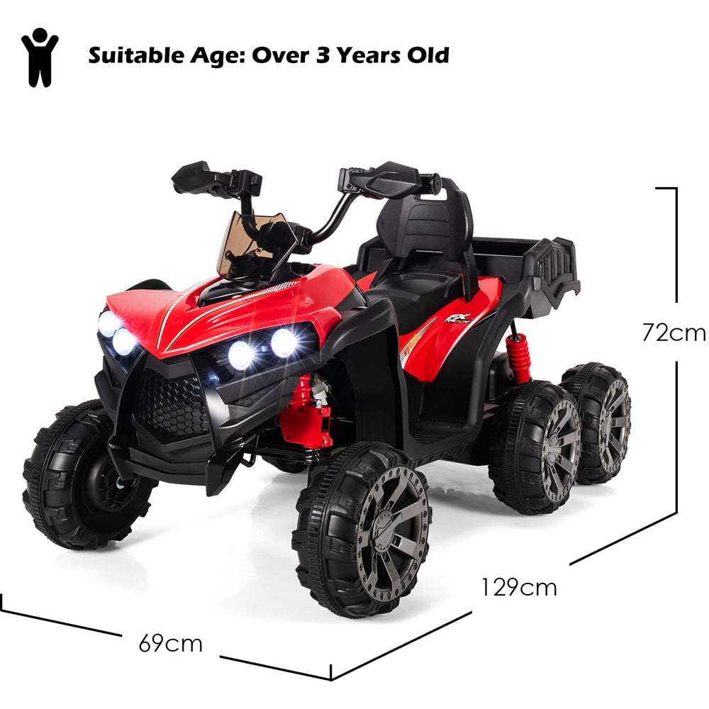 Costway Kids Red Electric 6 Wheel Ride On ATV with 4 Motors Image 7