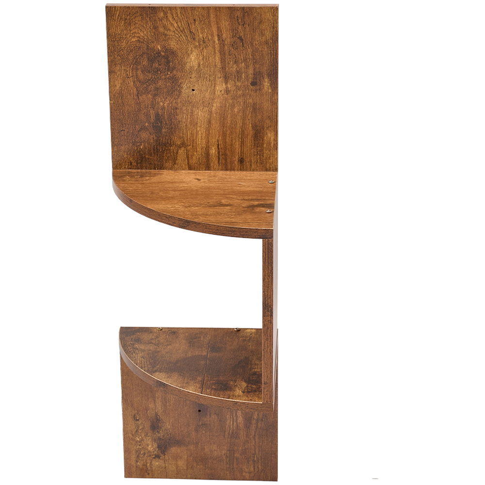 Living and Home 2 Shelf Dark Wood Wall Mounted Corner Shelf Image 4