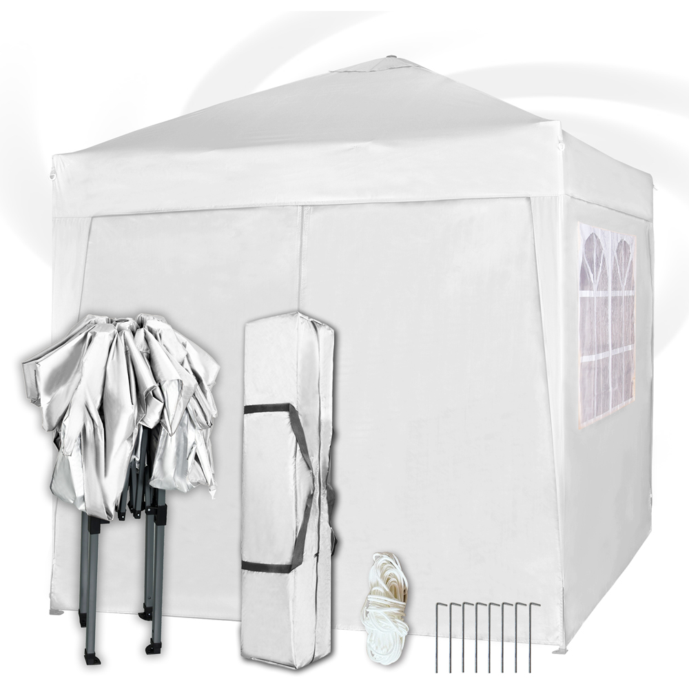 White Pop Up Outdoor Canopy Tent with Removable Sidewalls 2 x 2m Image 3