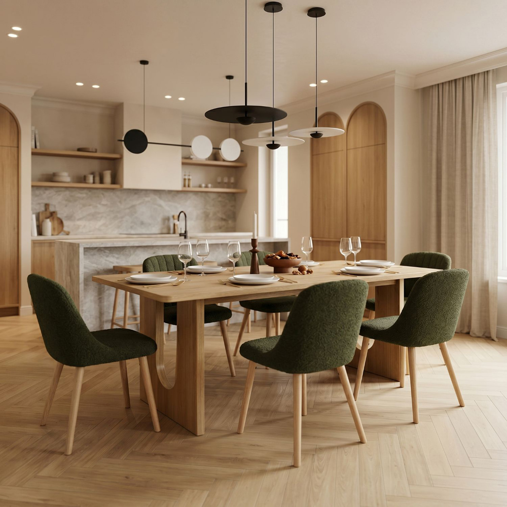 HGD Umberto 6 Seater Dining Table Washed Oak Veneer Image 7