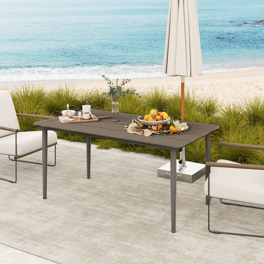 Outsunny 6 Seater Rust Resistant Metal Frame Garden Dining Table Dark Grey Image 3