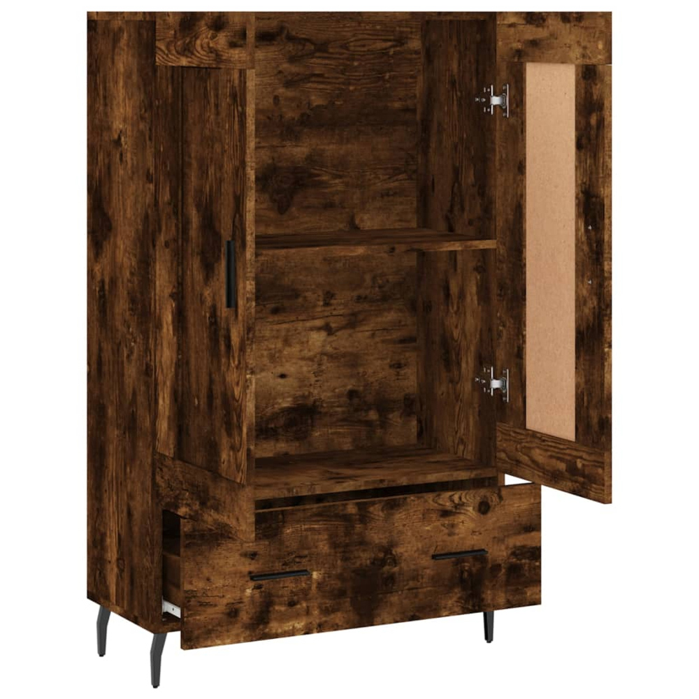 vidaXL 2 Door Single Drawer Smoked Oak Highboard Image 6