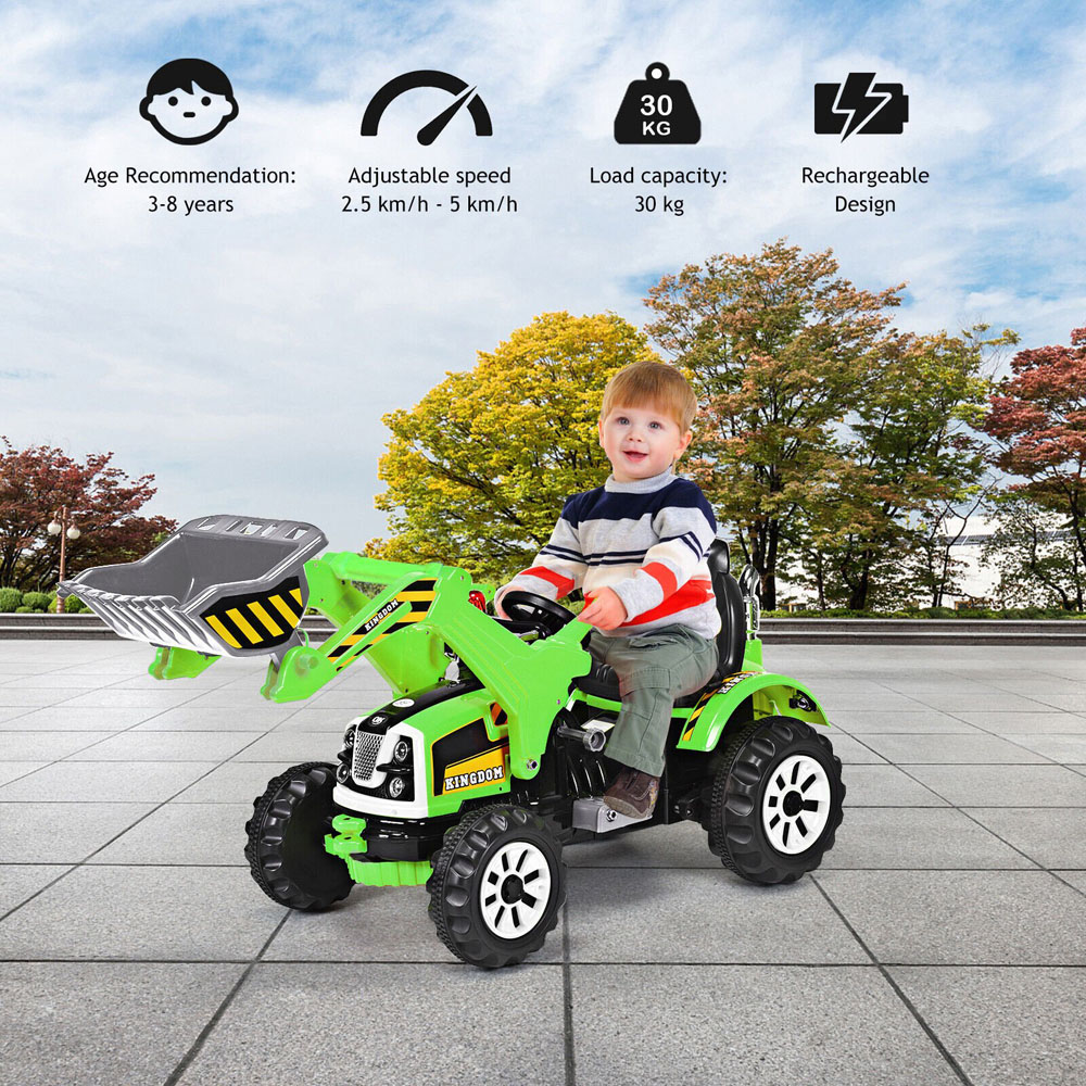 Costway Green Battery Powered Kids Ride on Excavator Image 4