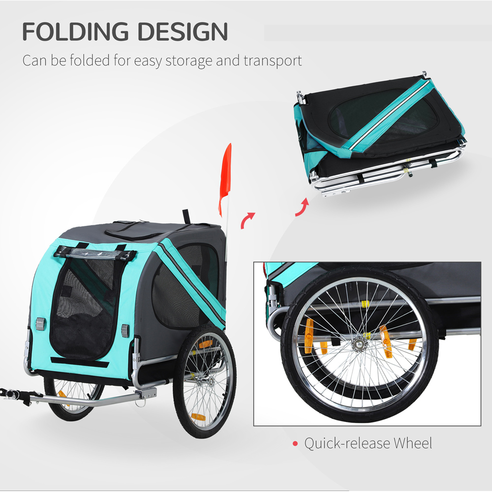 PawHut Pet Bike Trailer Green Image 6