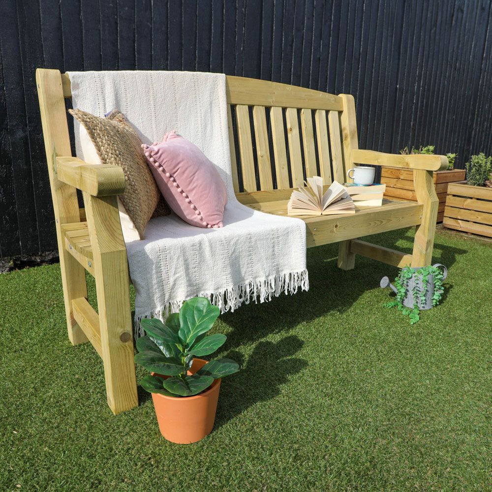 Mercia Carlton 3 Seater Natural Timber Garden Bench Image 5