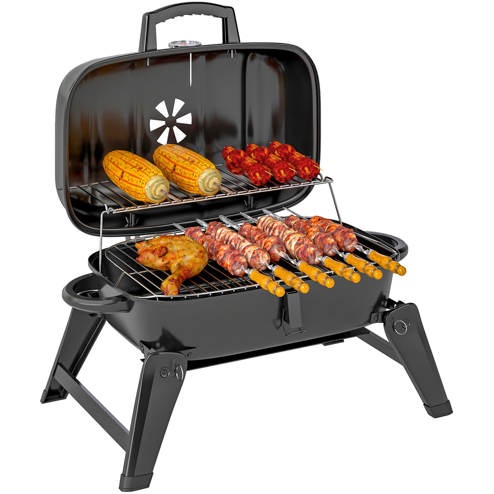 Outsunny Black Foldable Charcoal Barbecue Grill Image 1