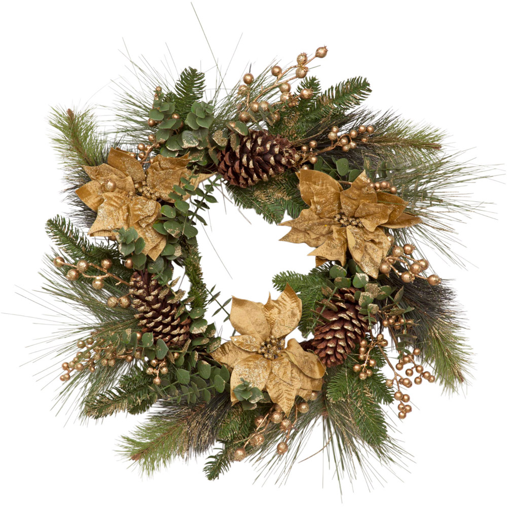 Shatchi Gold Christmas Wreath 60cm Image 1