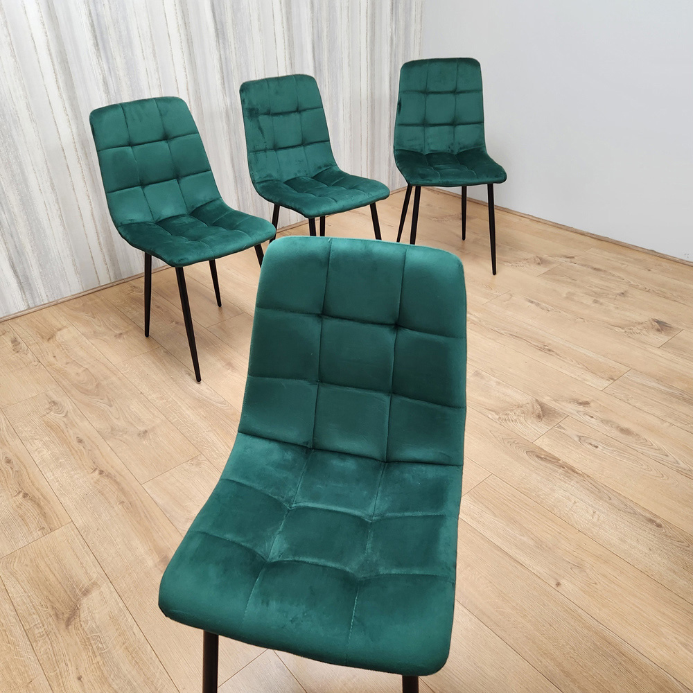 Denver Set of 4 Green Velvet Dining Chairs Image 4