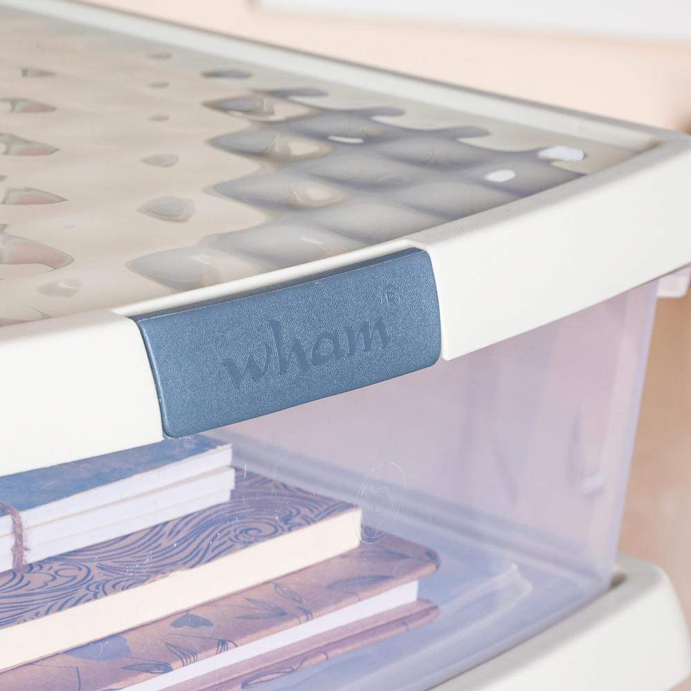 Wham Clip 37L Clear Stone and Slate Grey Square Storage Box with Lid 4 Pack Image 6
