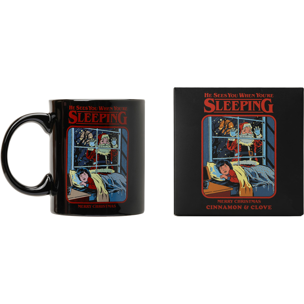 Steve Rhodes He Sees You When You're Sleeping Cinnamon and Clove Scented Candle with Black Mug Image 4