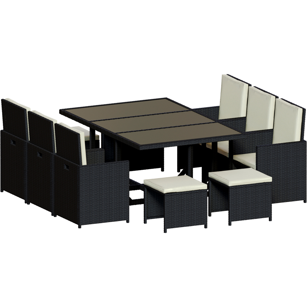 GARDEN VIDA Cuba 10 Seater Black PE Rattan Garden Dining Set with Cover Image 2