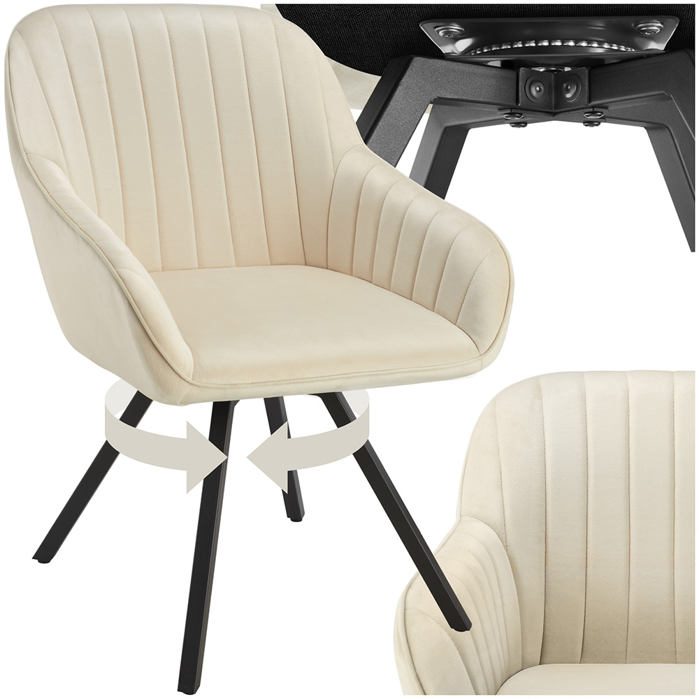 tectake Cream Velvet Fabric Armchair Image 2