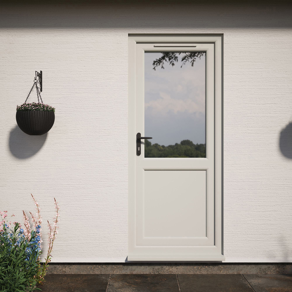 Crystal Agate and White Half Glass RH Open Clear Double Glazed Door 840 x 2090mm Image 2