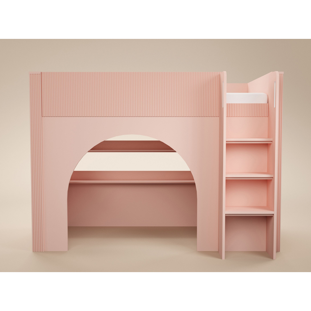 Flair Kaska Single Pink Ribbed Panel Mid Sleeper Bed Image 3