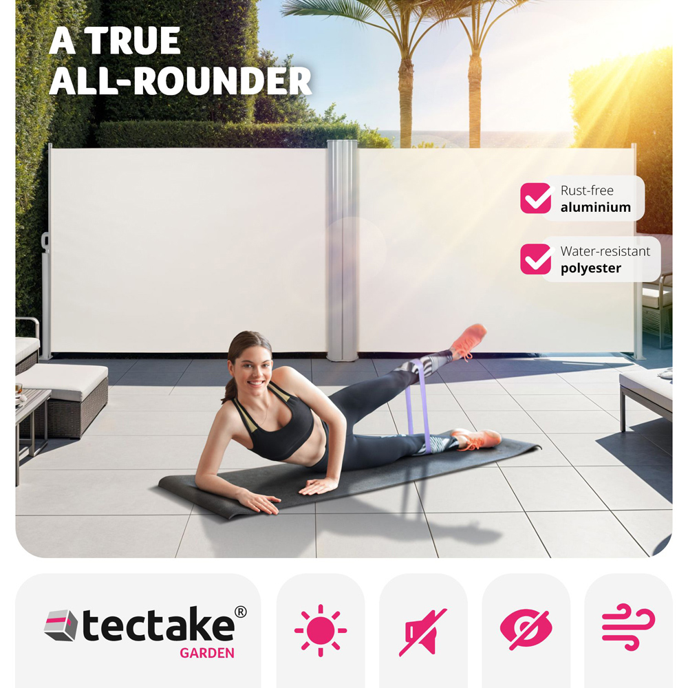 tectake Beige Double Sided Retractable Side Awning 2 x 6m Image 8