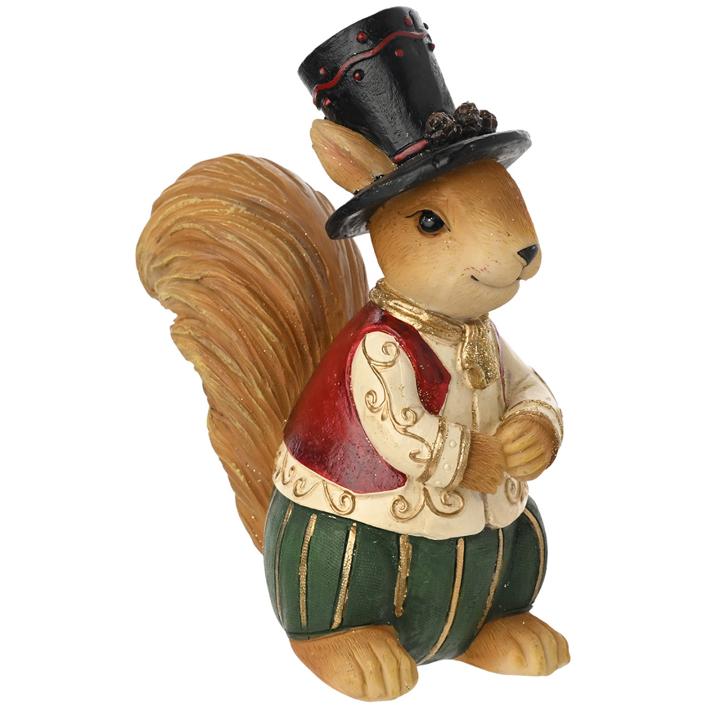 The Seasonal Gift Co. Christmas Squirrel Top Hat Christmas Figurine Image 1