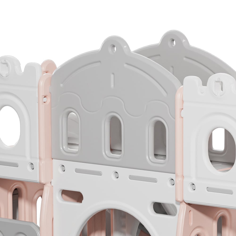 Living and Home Toddlers Pink and White Playset with 2 Slide and Basketball Hoop Image 6