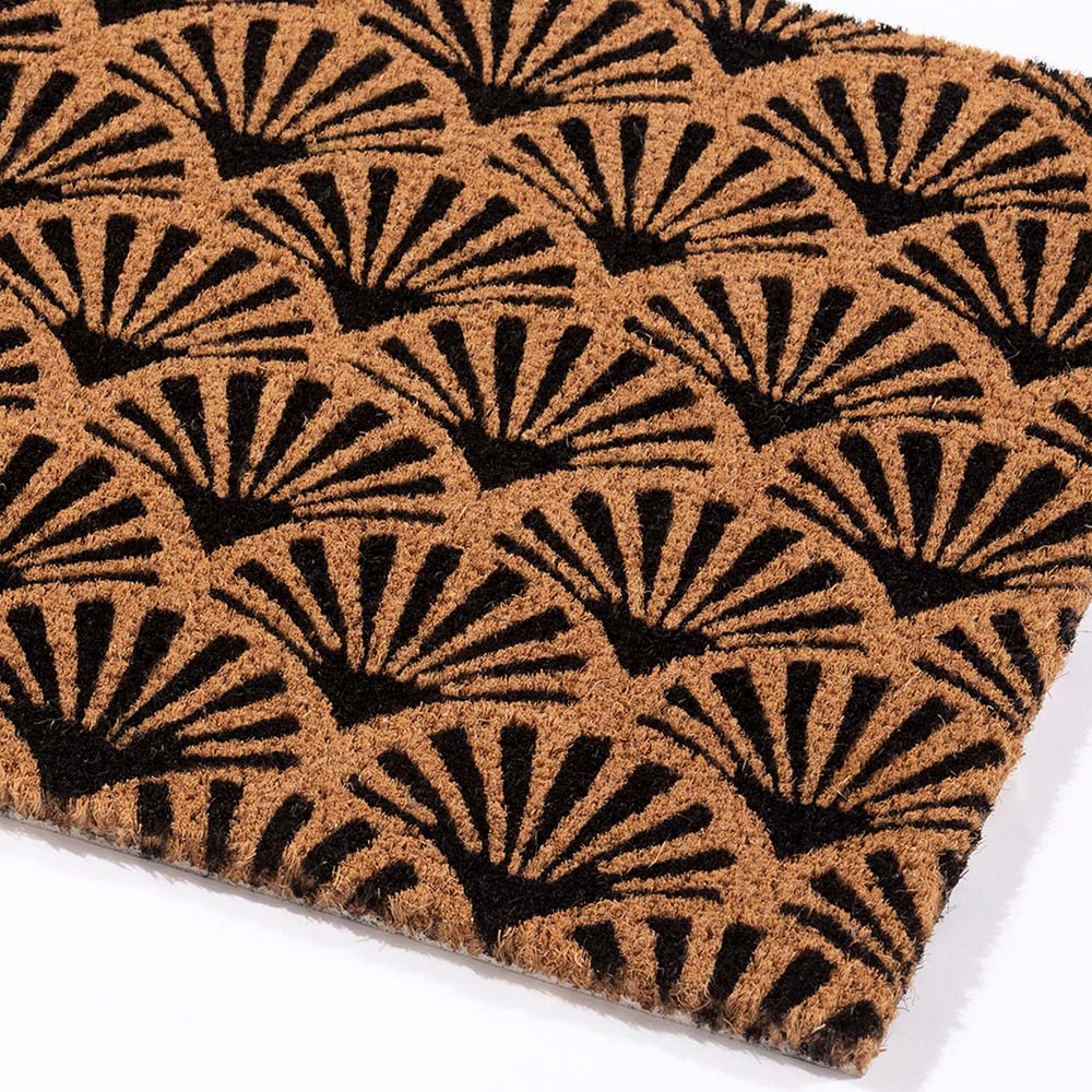 Astley Black Printed Scallop Coir Doormat 75 x 45cm Image 2
