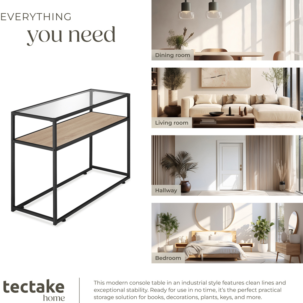 tectake Kilkenny 2 Shelf Light Sonoma Oak Console Table Image 6